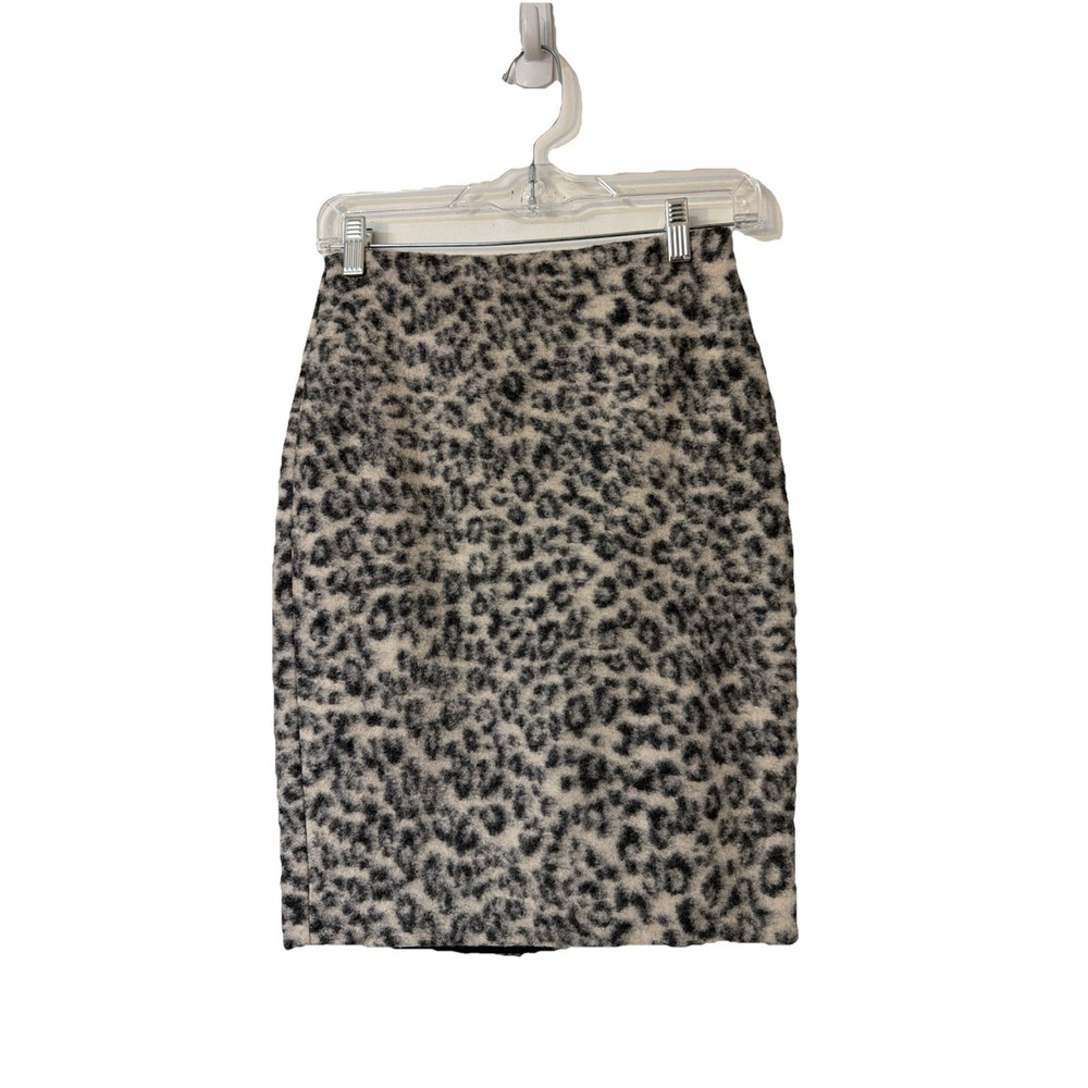 LOFT Skirt Animal Print Sz 00P Lined Straight Knee Length Wool Blend Career $89